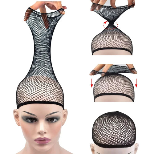 Black stretch mesh wig - stretch,