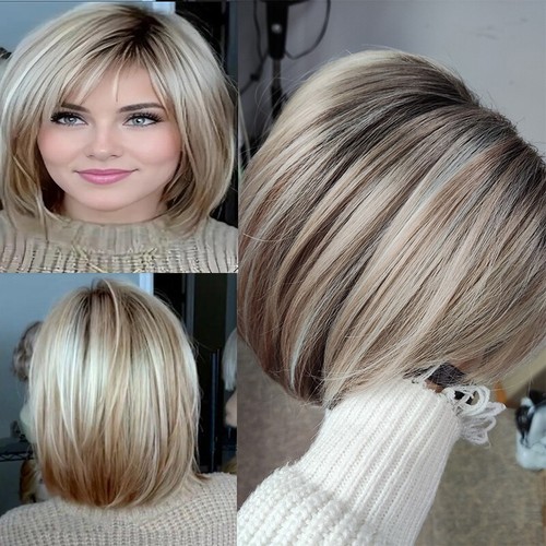 Short bob wigs with bangs - short,