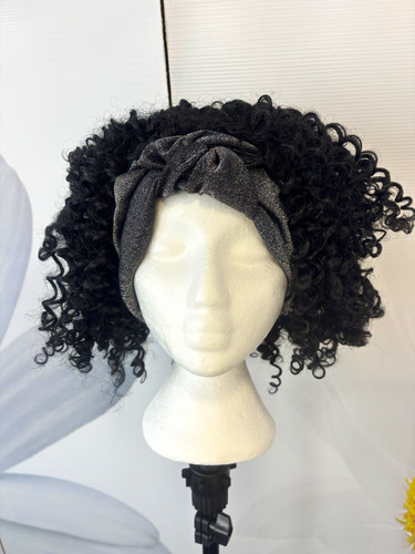 Black curly headband wig - curly, 16