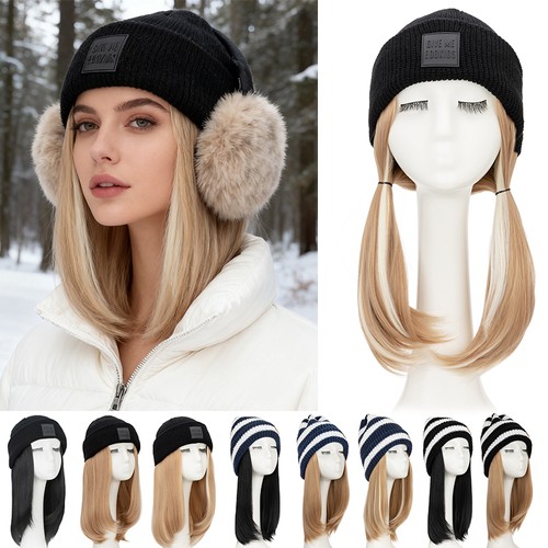 Beanie hat with hair - hat,